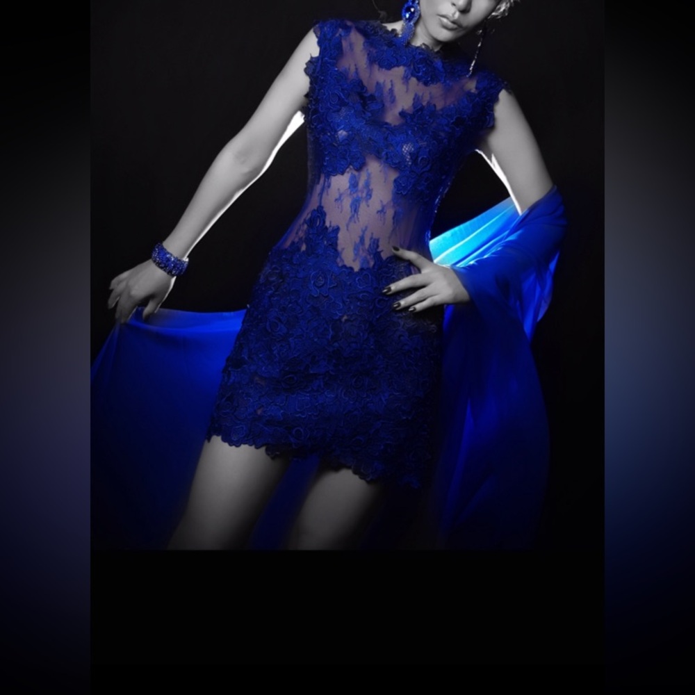 Issue New York Blue Lace Mini Dress